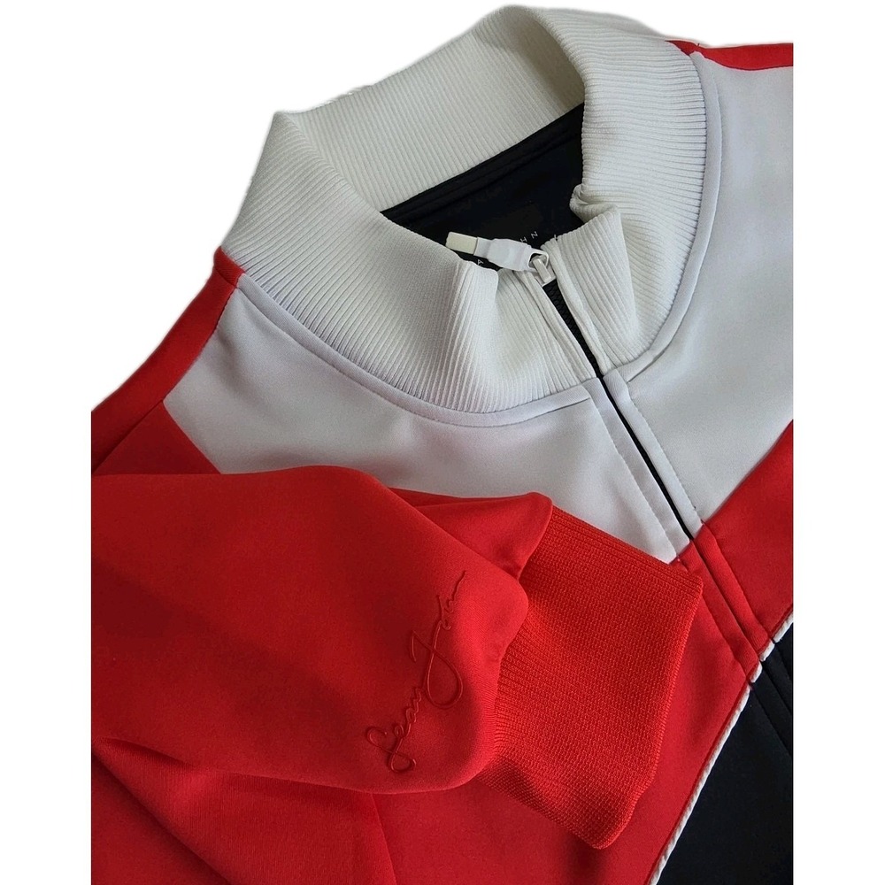 Sean John Track Suit Men's JACKET AND PANTS NAVY BLUE RED/WHITE COLORBLOCK READ